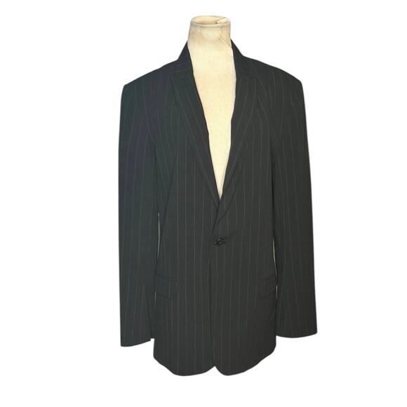 Norma Kamali black pin striped boyfriend jacket blazer size 10 - Picture 1 of 10